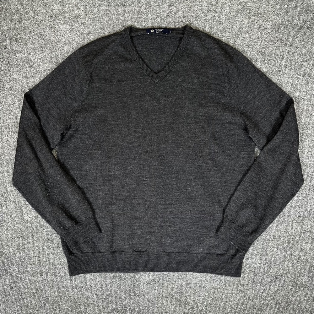J.Crew Merino Wool Sweater V-Neck Pullover Soft Knit‎ Gray XL